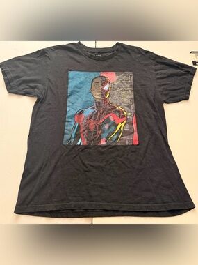Marvel Spider-Man Miles Morales Graphic T-Shirt Size Large Black Short Sleeve